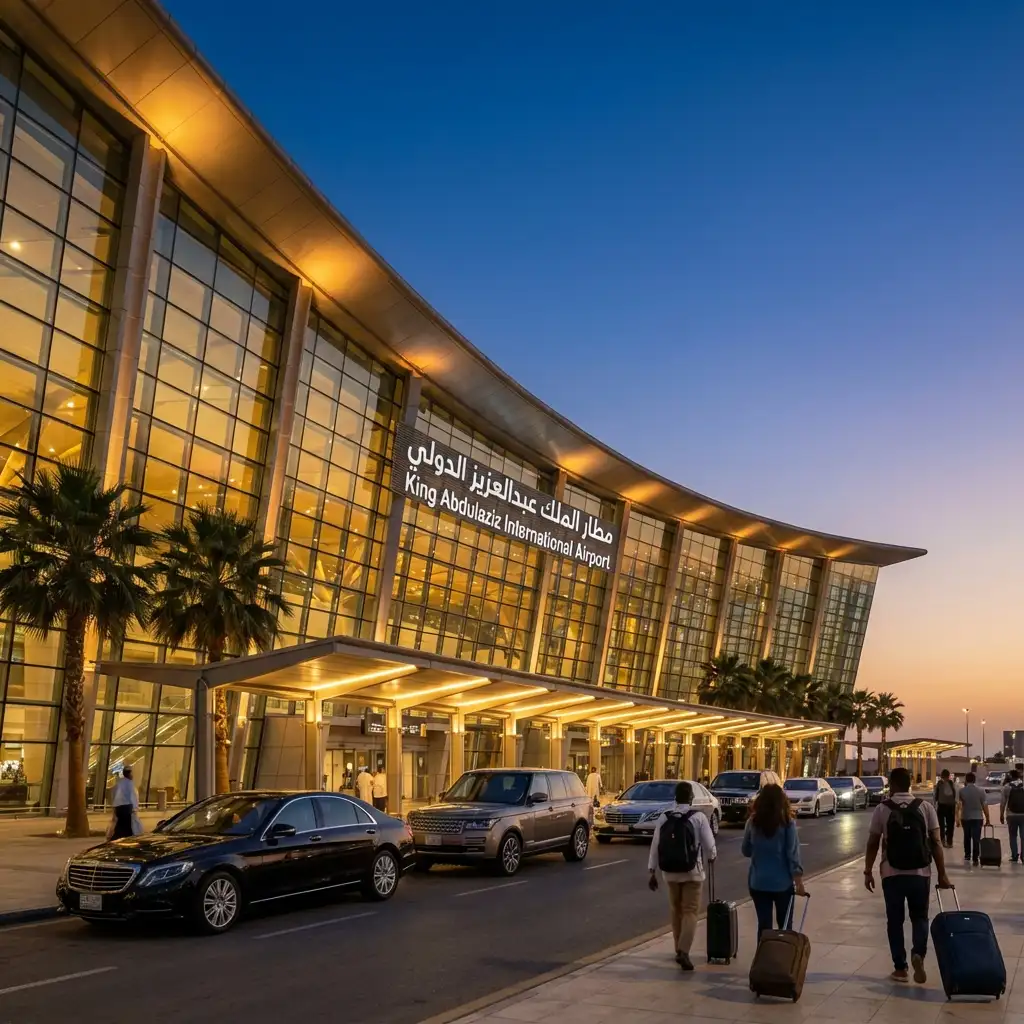 Chauffeur waiting for airport pickup at King Abdulaziz International Airport Jeddah
