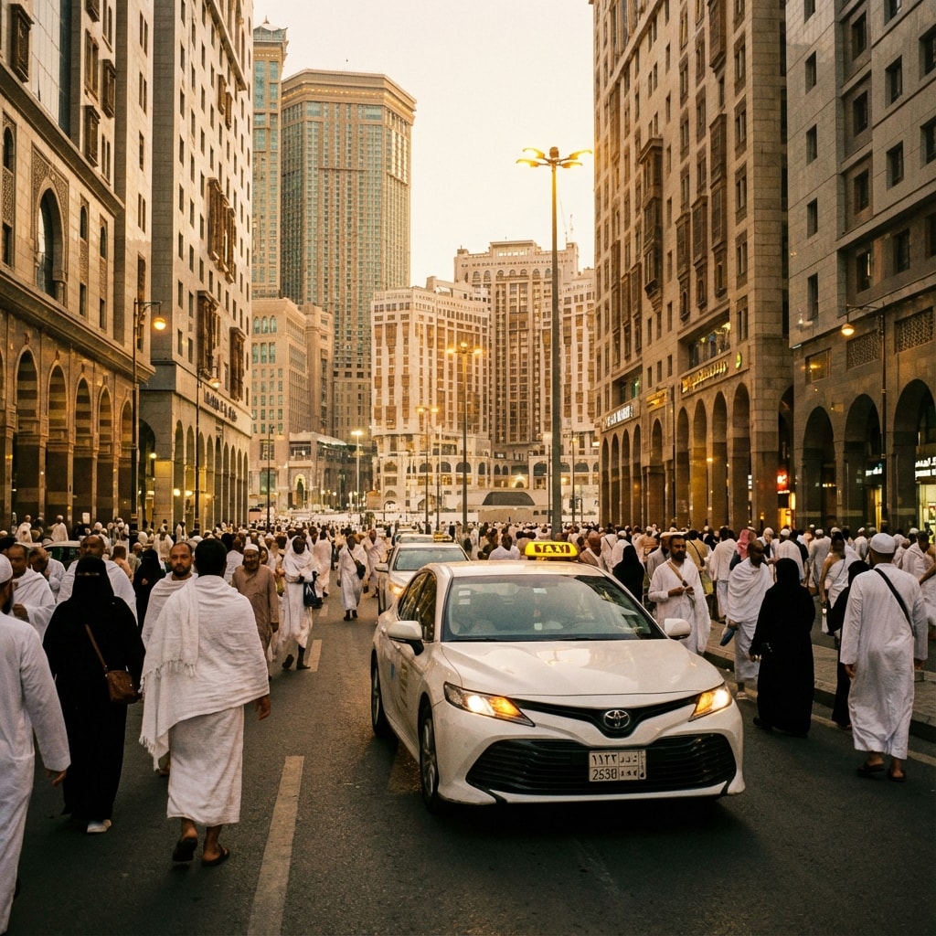 Makkah Kaaba at night - Premium Umrah taxi service from Jeddah Airport to Makkah, Saudi Arabia