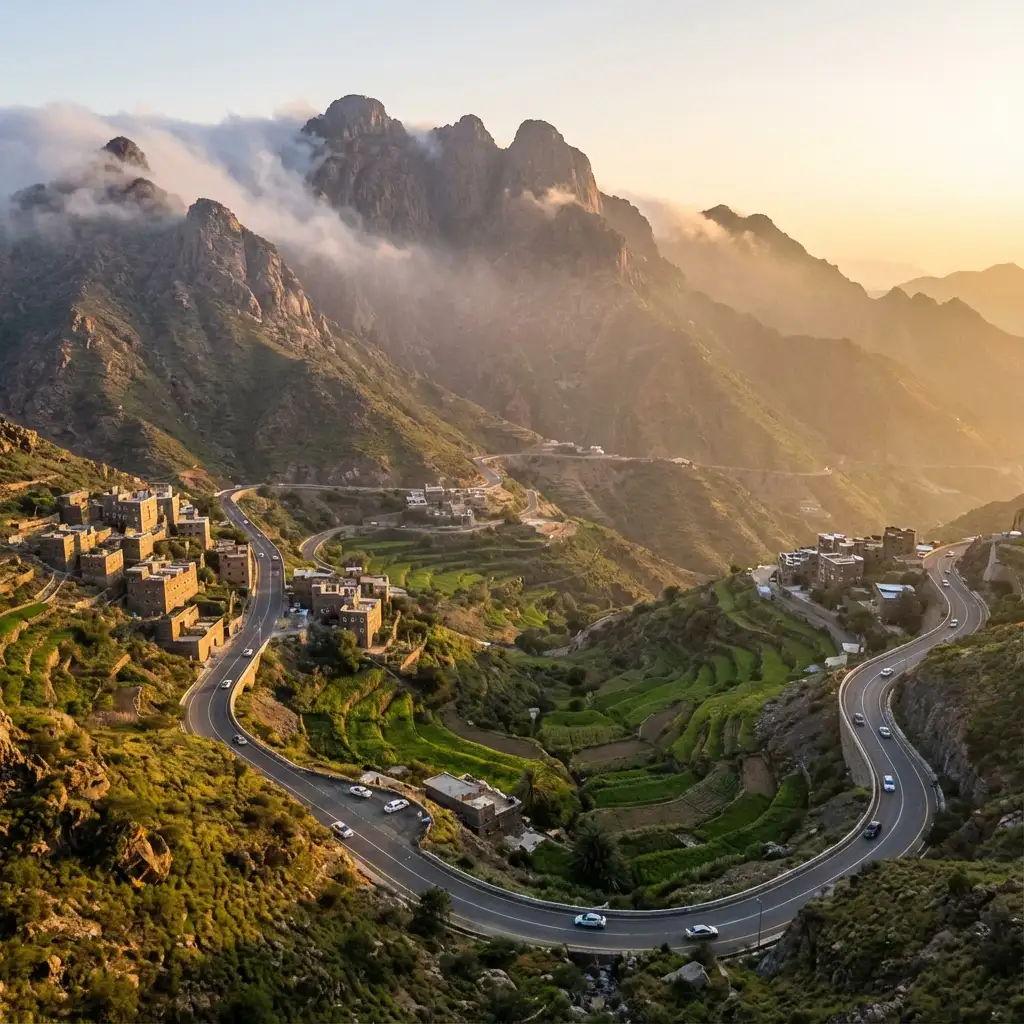 Taif mountains and rose gardens - Luxury intercity taxi service from Jeddah to Taif, Saudi Arabia